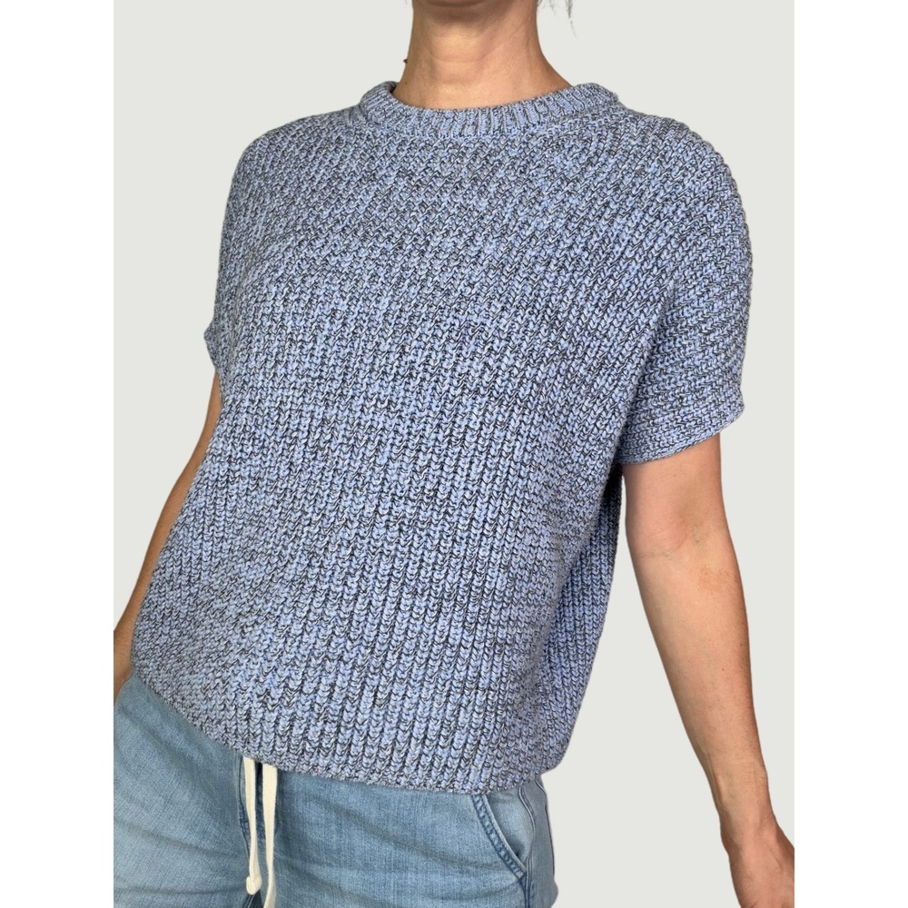 Gap Periwinkle Blue Marl Shaker Chunky Knit Dolman Cap Short Sleeve Sweater S